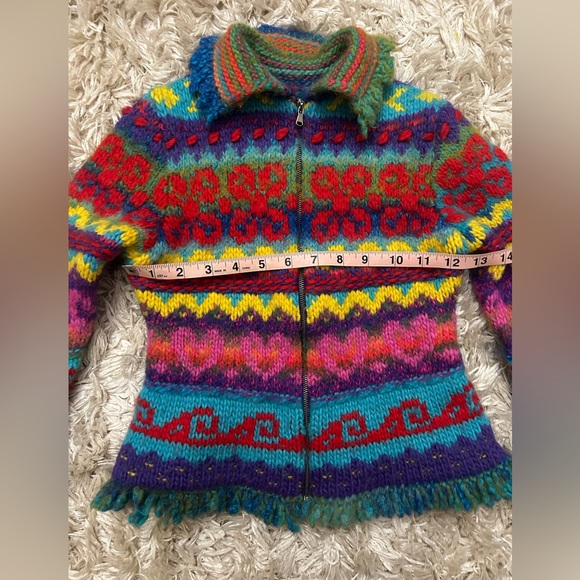 United Colors Of Benetton Girls Colorful Knit Sweater Jacket Size M - 7 - Picture 4 of 9